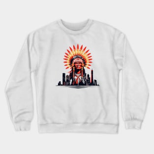 American Native Indian Chef In The Modern City Discovery Crewneck Sweatshirt